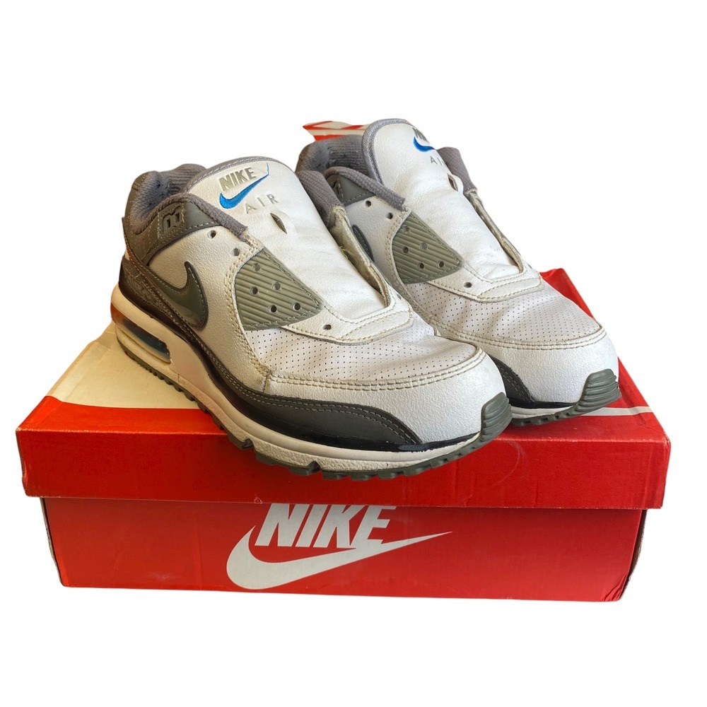 Nike Air Max LTD 90 White Gray Blue Leather Mens Sneakers‎ Size 9 Athletic